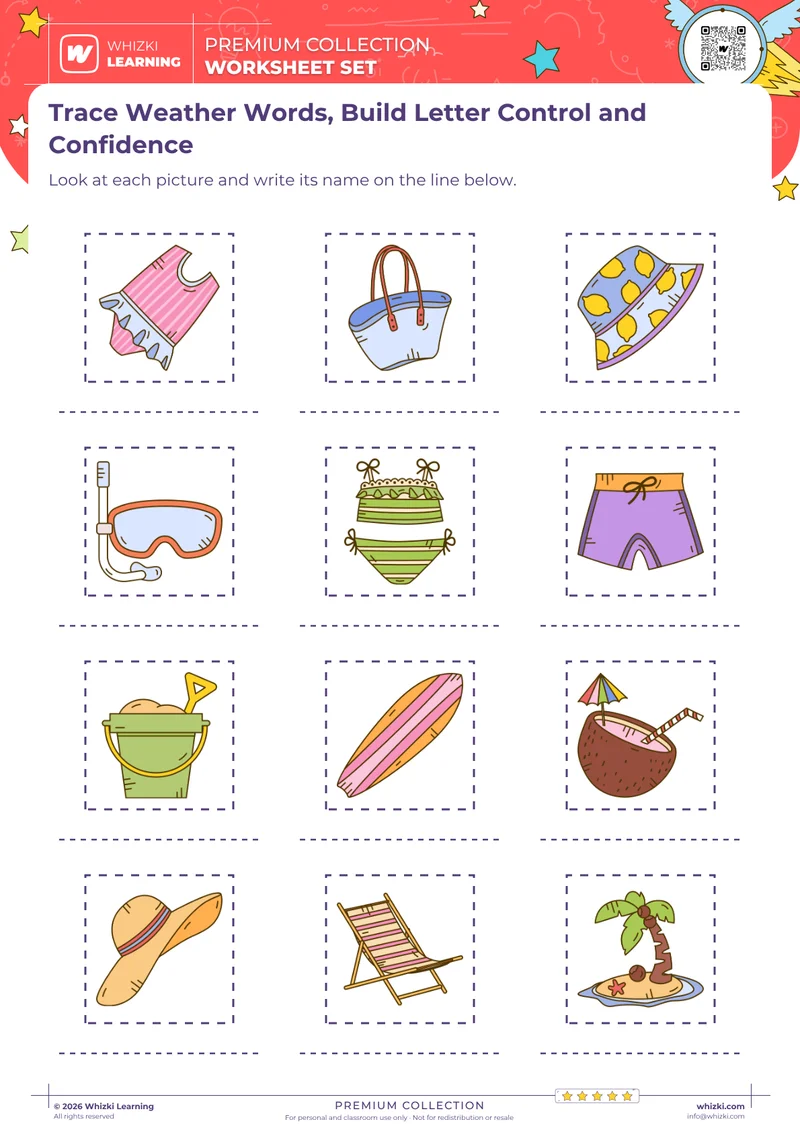 Trace Weather Words, Build Letter Control and Confidence