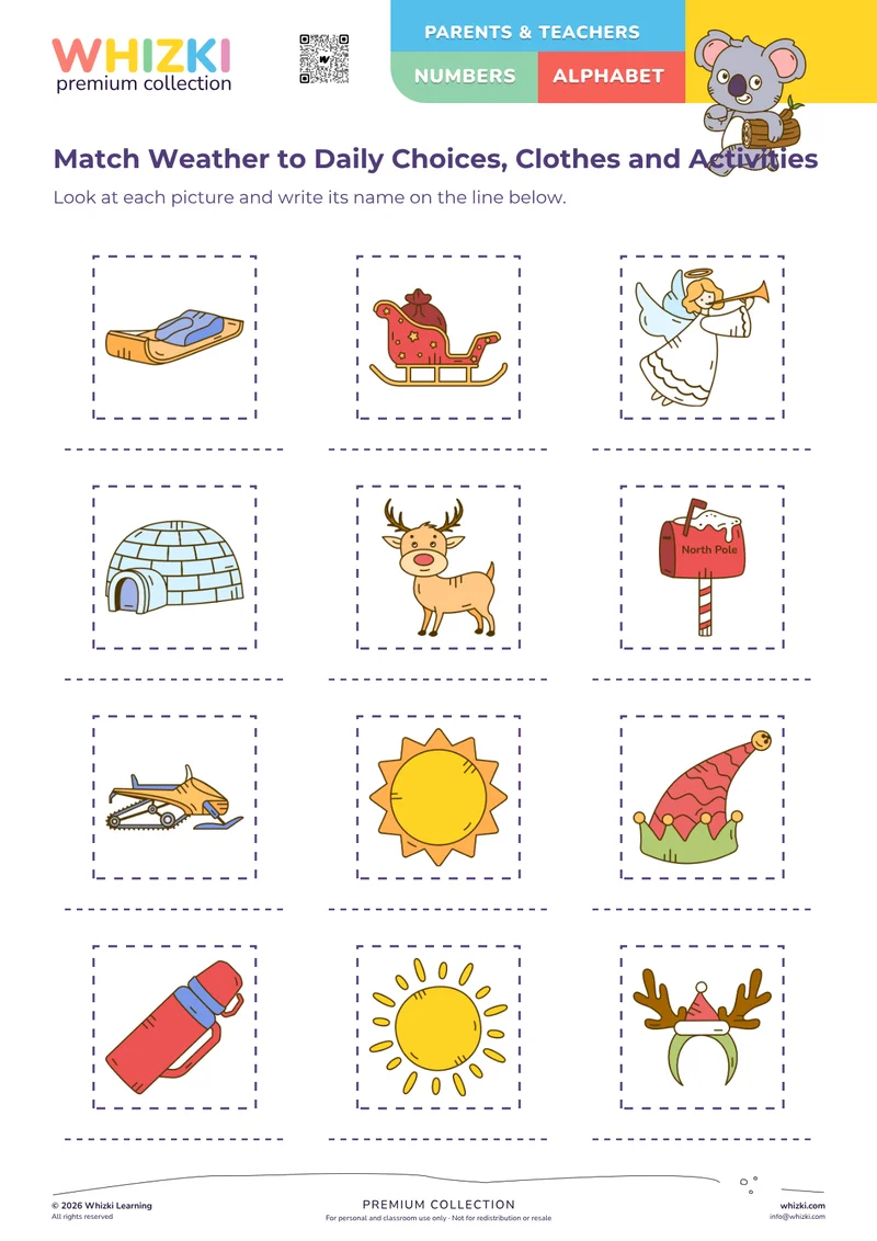 Match Weather to Daily Choices, Clothes and Activities