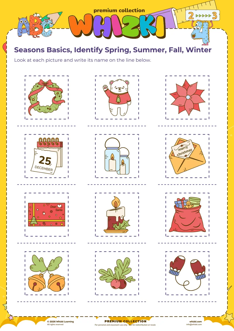 Seasons Basics, Identify Spring, Summer, Fall, Winter