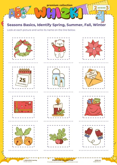 Seasons Basics, Identify Spring, Summer, Fall, Winter