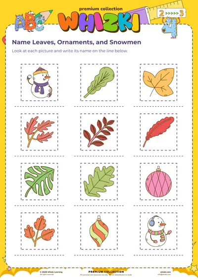Name Leaves, Ornaments, and Snowmen