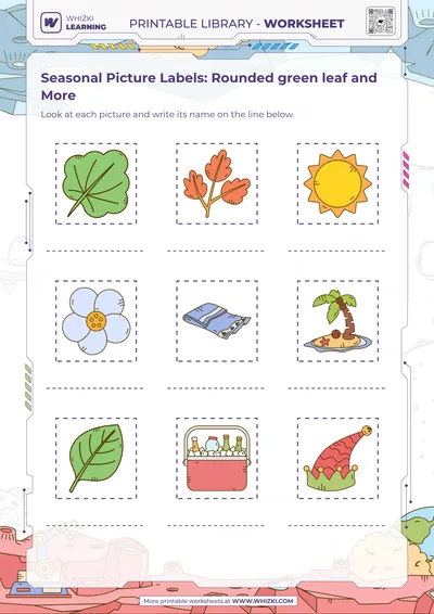 Seasonal Picture Labels: Rounded green leaf and More