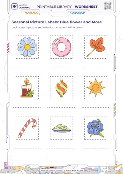 Seasonal Picture Labels: Blue flower and More
