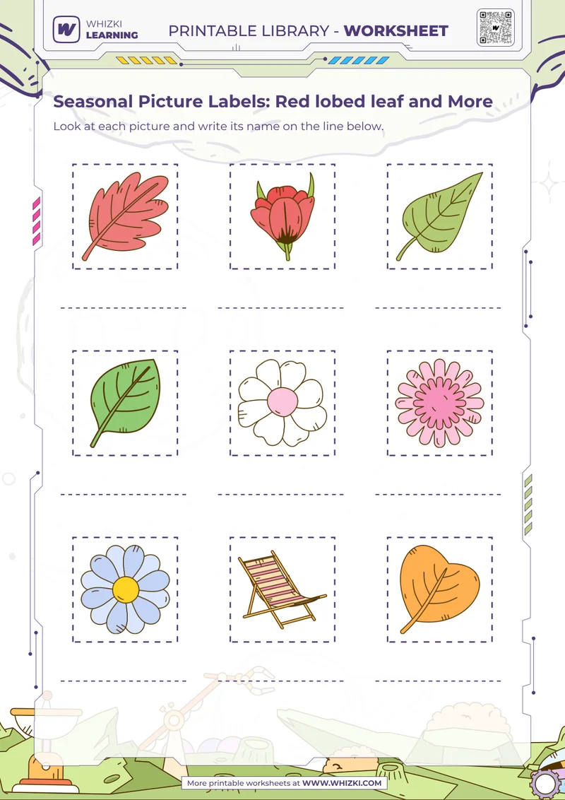 Seasonal Picture Labels: Red lobed leaf and More