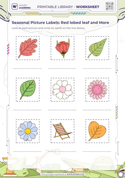 Seasonal Picture Labels: Red lobed leaf and More