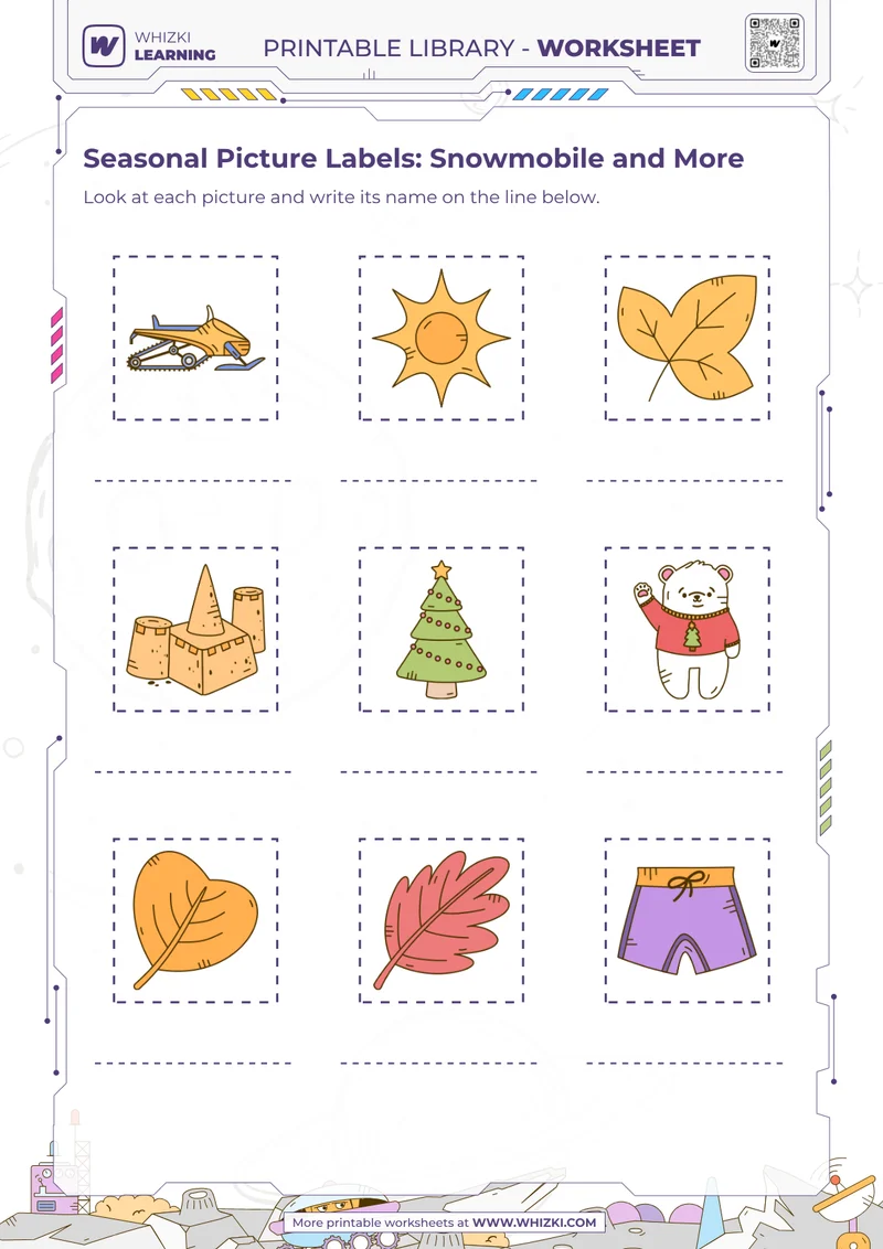 Seasonal Picture Labels: Snowmobile and More