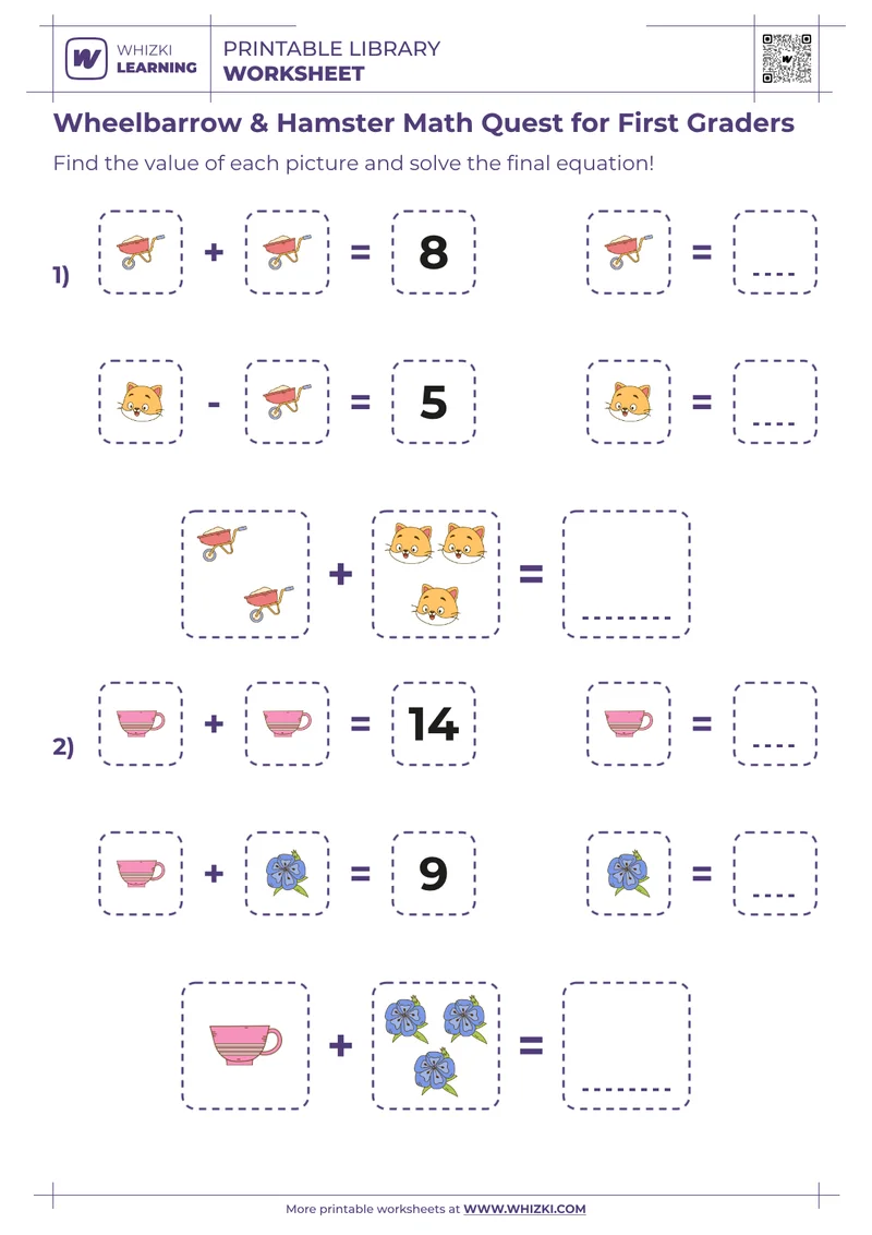 Wheelbarrow & Hamster Math Quest for First Graders