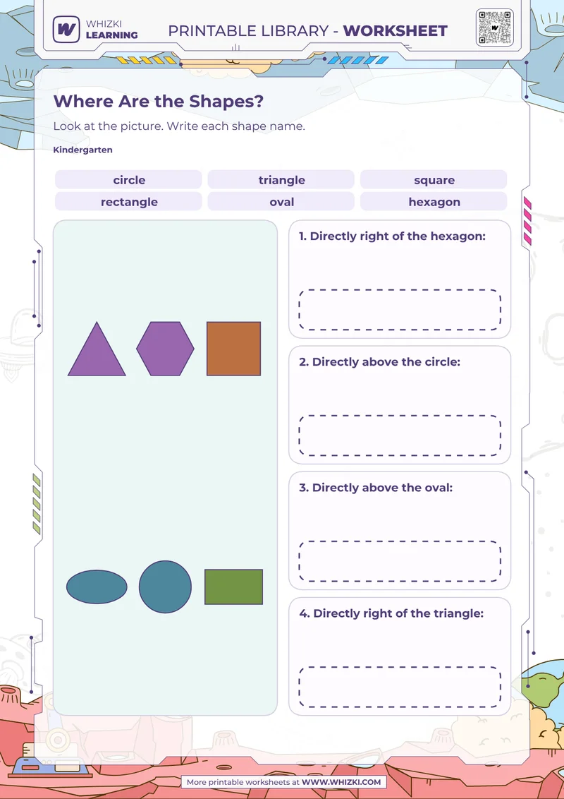 Where Are the Shapes? Position Words Worksheet