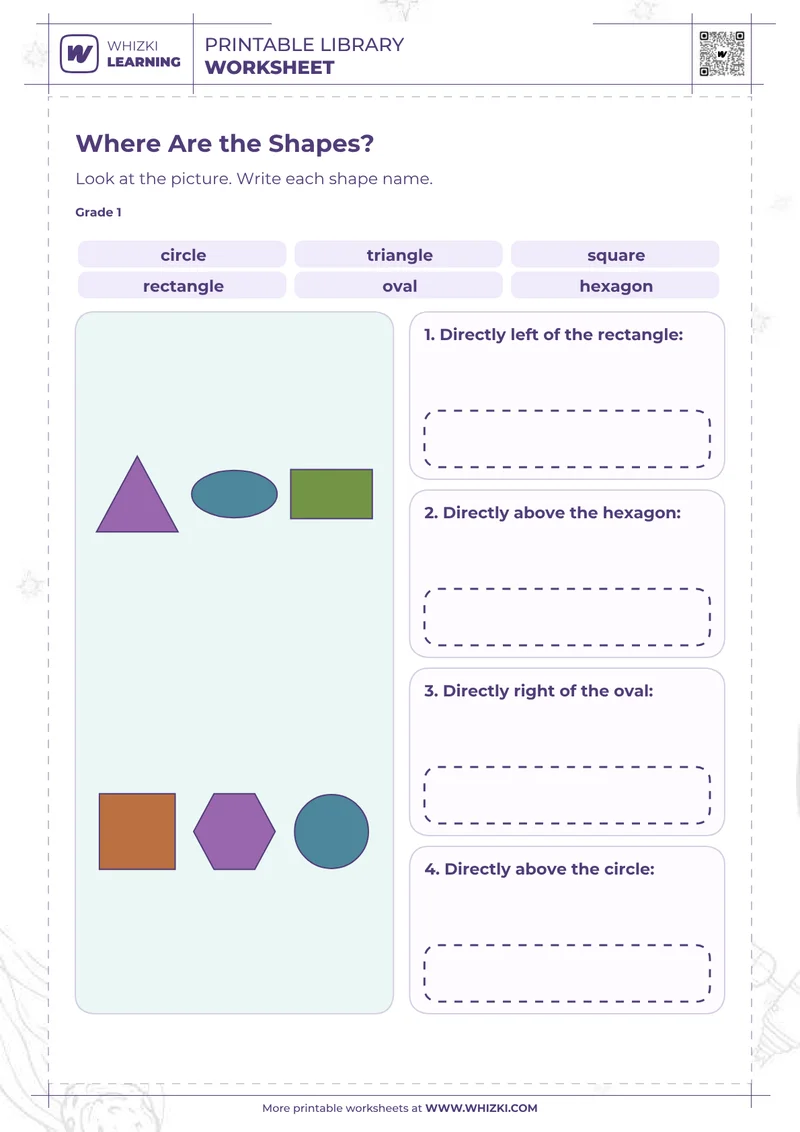 Where Are the Shapes? Position Worksheet