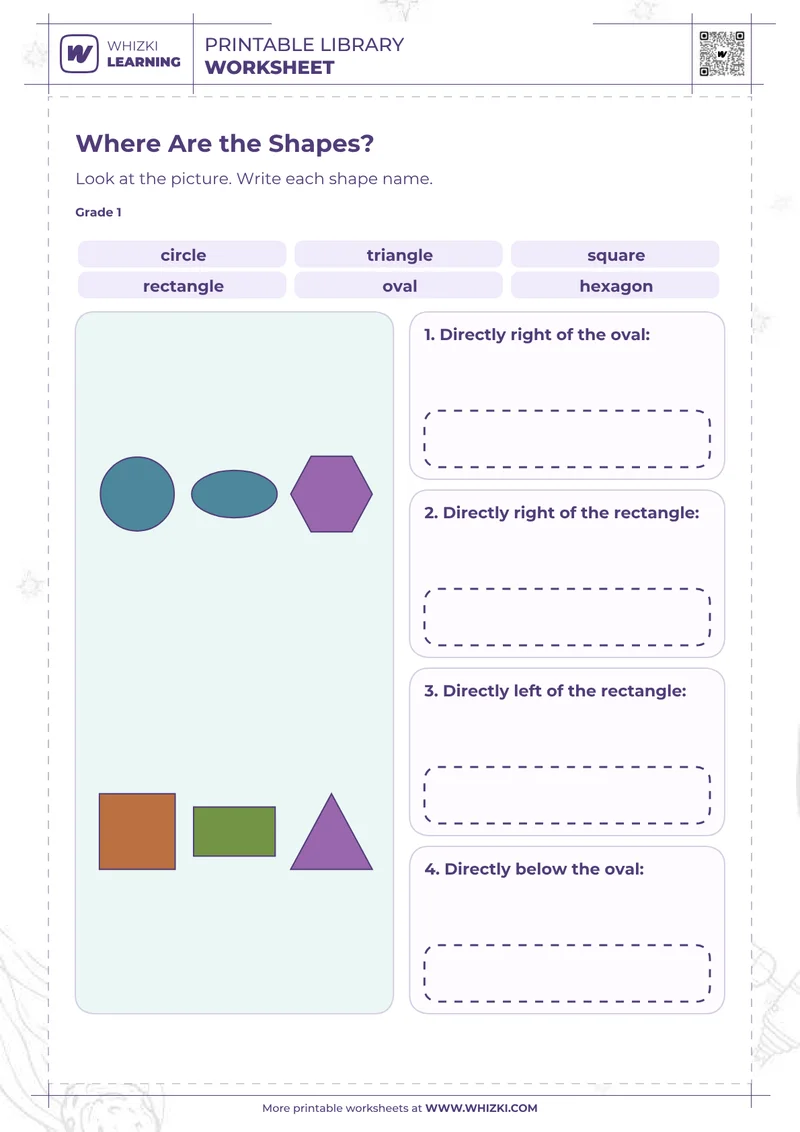 Where Are the Shapes Shape Position Worksheet