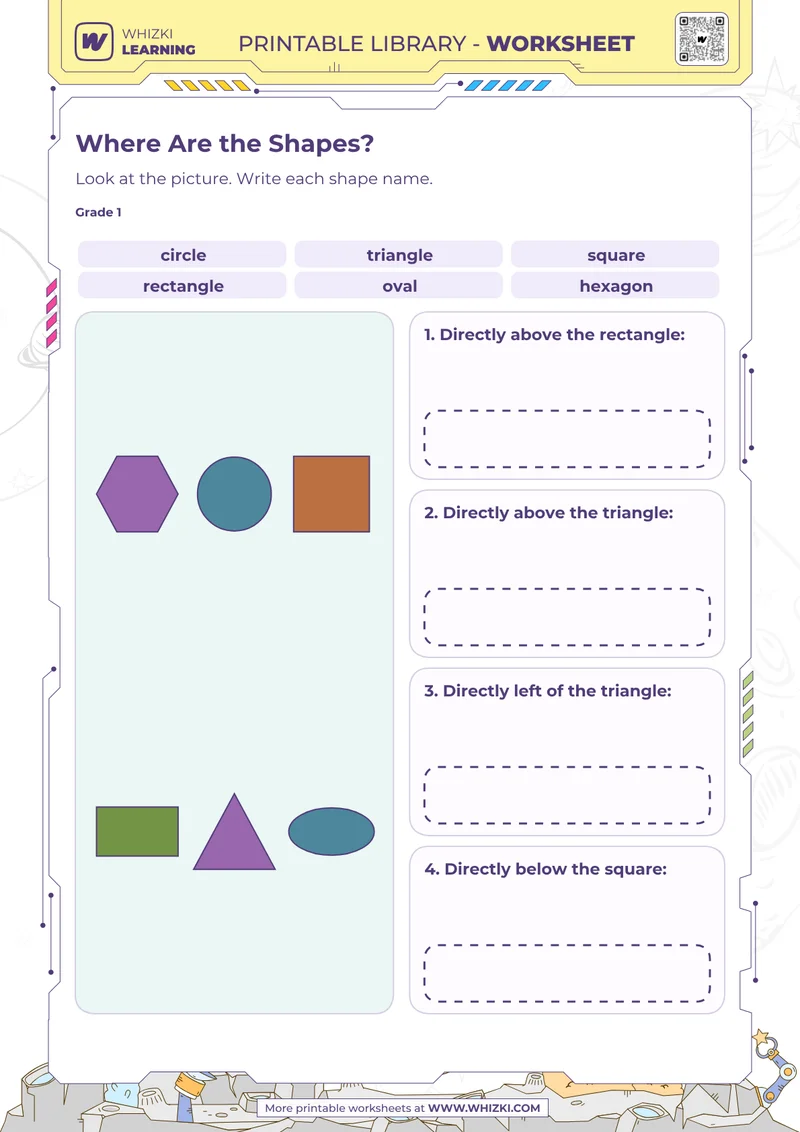 Where Are the Shapes? Shape Position Worksheet