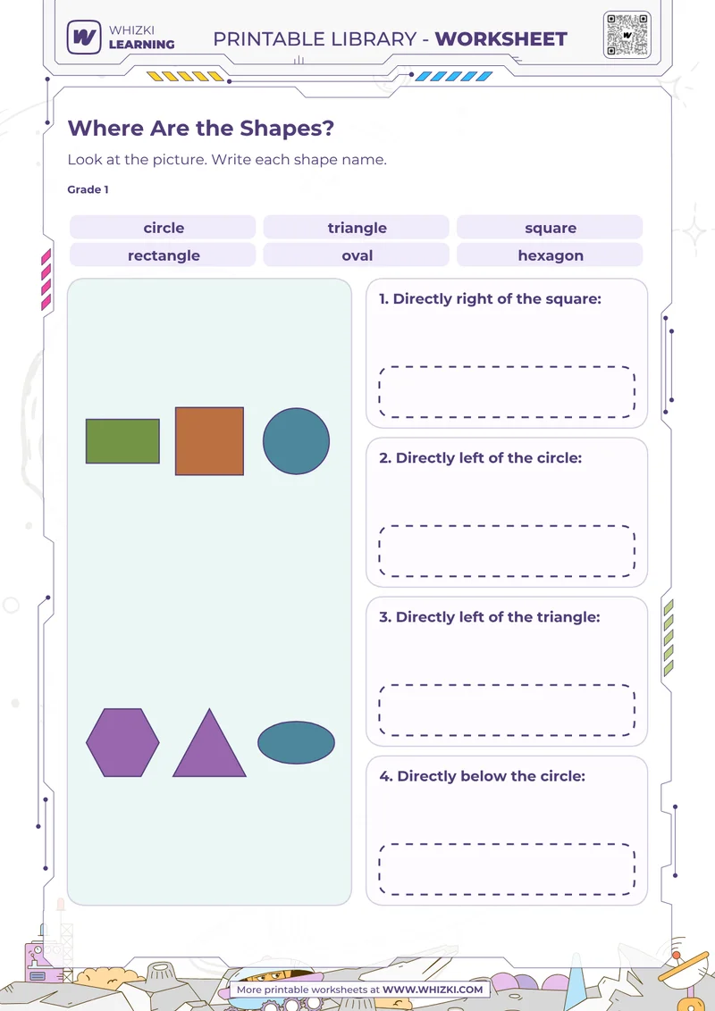 Where Are the Shapes? Shape Position Worksheet