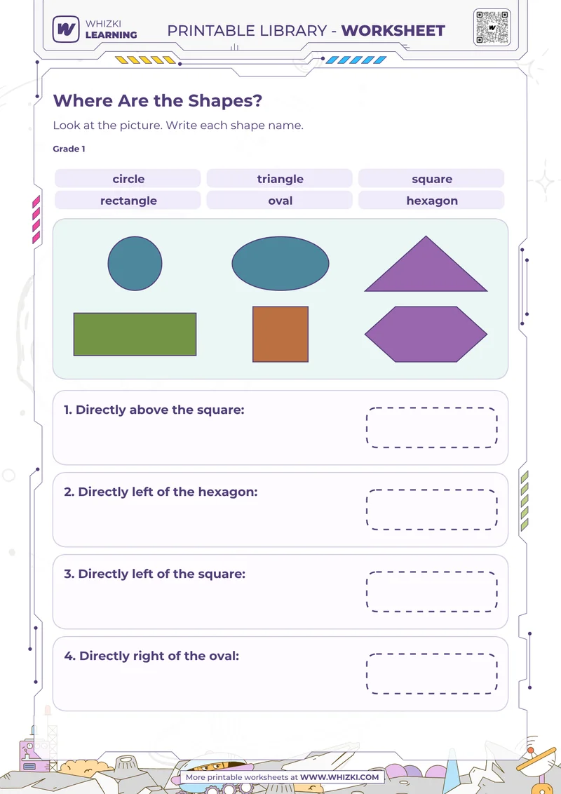 Where Are the Shapes? Shape Position Worksheet