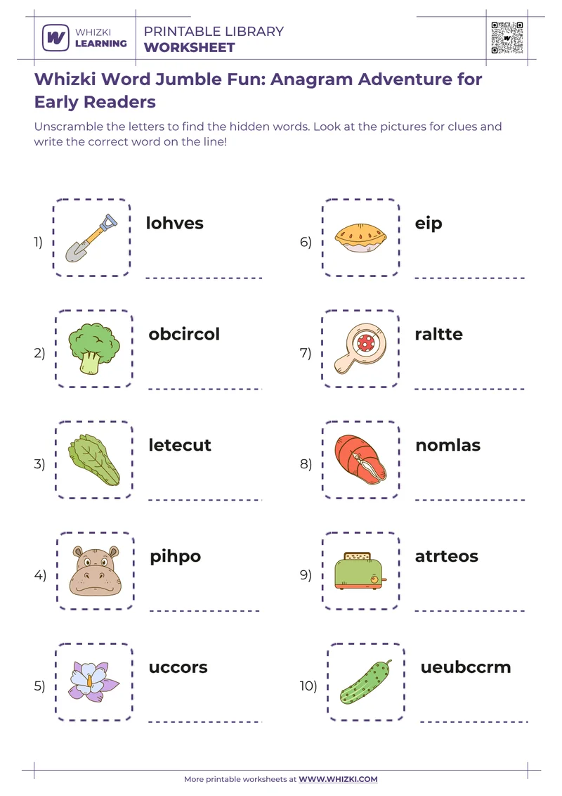 Whizki Word Jumble Fun: Anagram Adventure for Early Readers