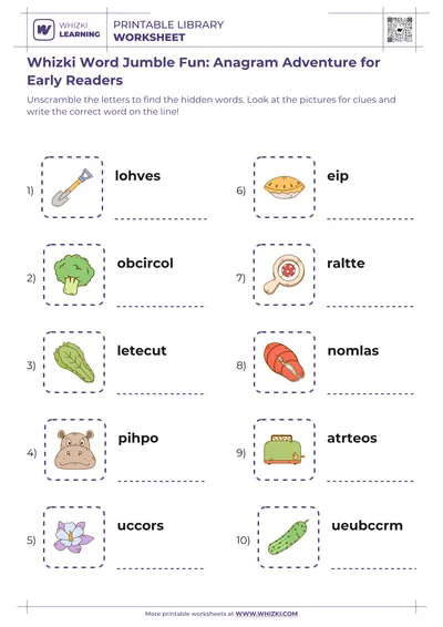 Whizki Word Jumble Fun: Anagram Adventure for Early Readers