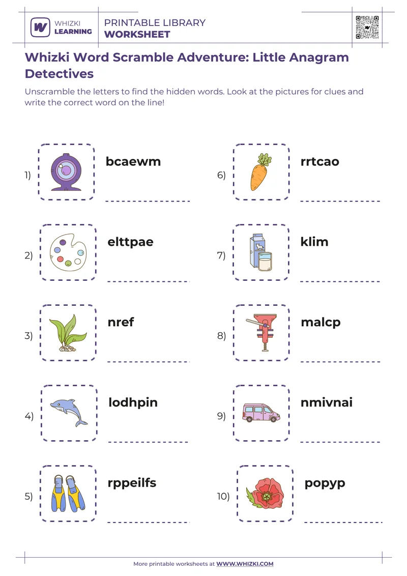 Whizki Word Scramble Adventure: Little Anagram Detectives