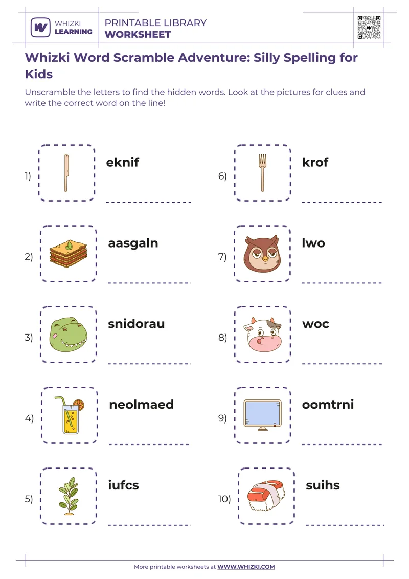 Whizki Word Scramble Adventure: Silly Spelling for Kids