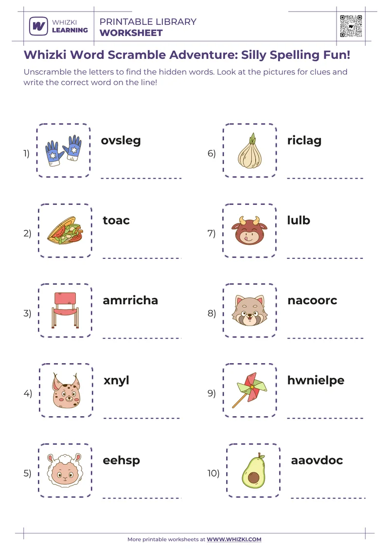 Whizki Word Scramble Adventure: Silly Spelling Fun!