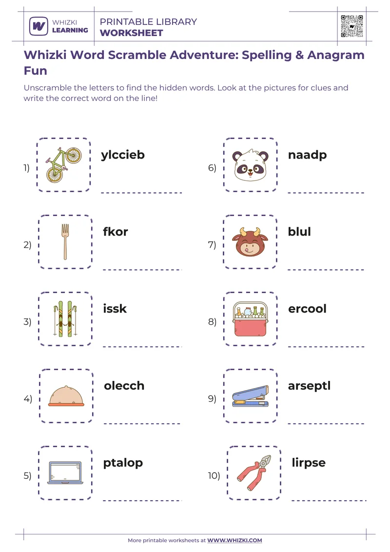 Whizki Word Scramble Adventure: Spelling & Anagram Fun