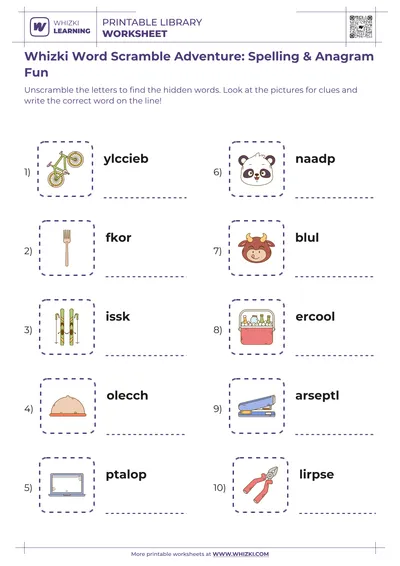 Whizki Word Scramble Adventure: Spelling & Anagram Fun