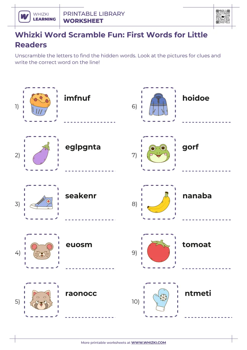 Whizki Word Scramble Fun: First Words for Little Readers