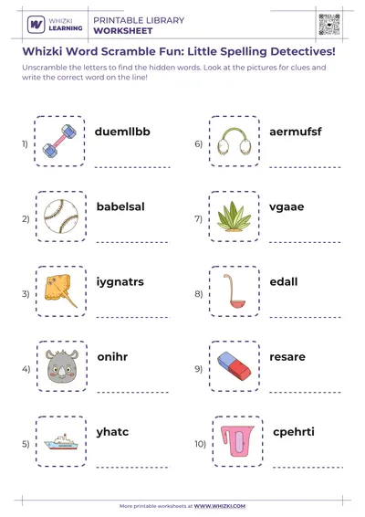 Whizki Word Scramble Fun: Little Spelling Detectives!