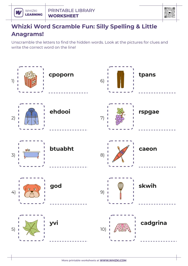 Whizki Word Scramble Fun: Silly Spelling & Little Anagrams!