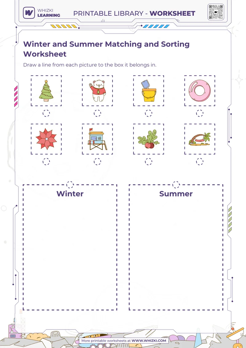 Winter and Summer Matching and Sorting Worksheet