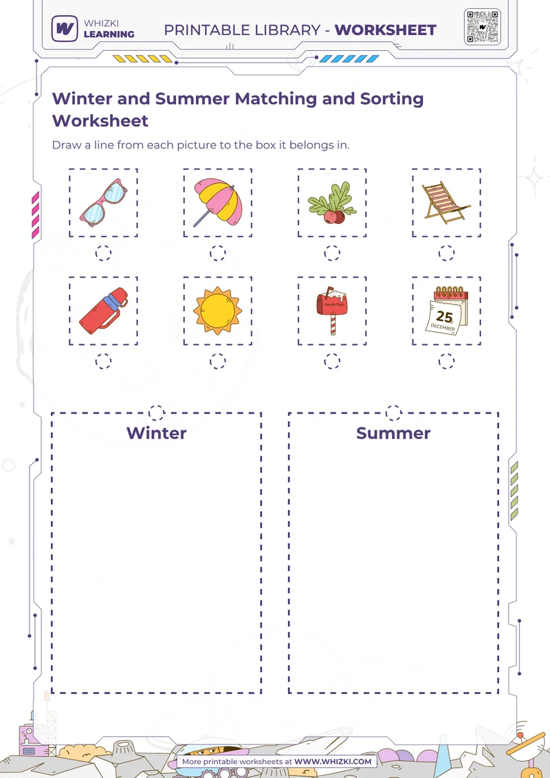 Winter and Summer Matching and Sorting Worksheet