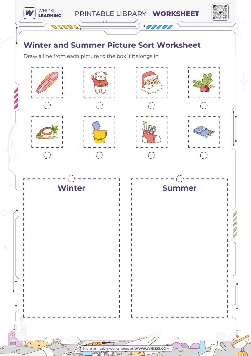 Winter and Summer Picture Sort Worksheet