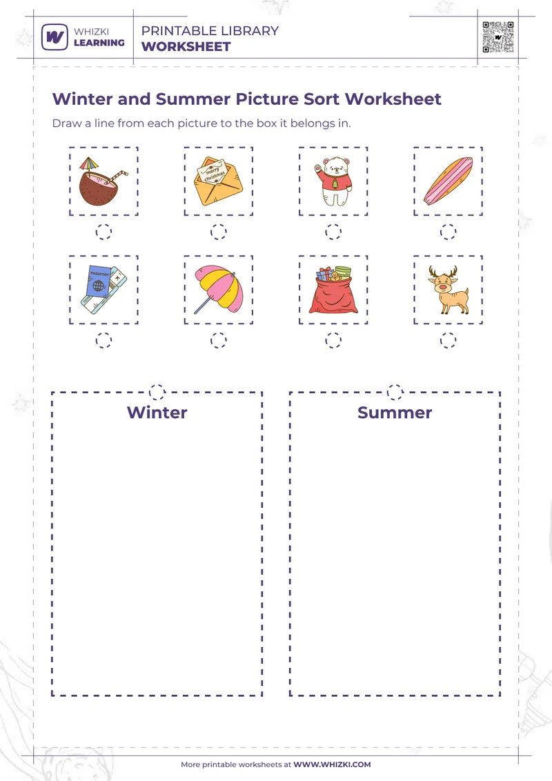 Winter and Summer Picture Sort Worksheet