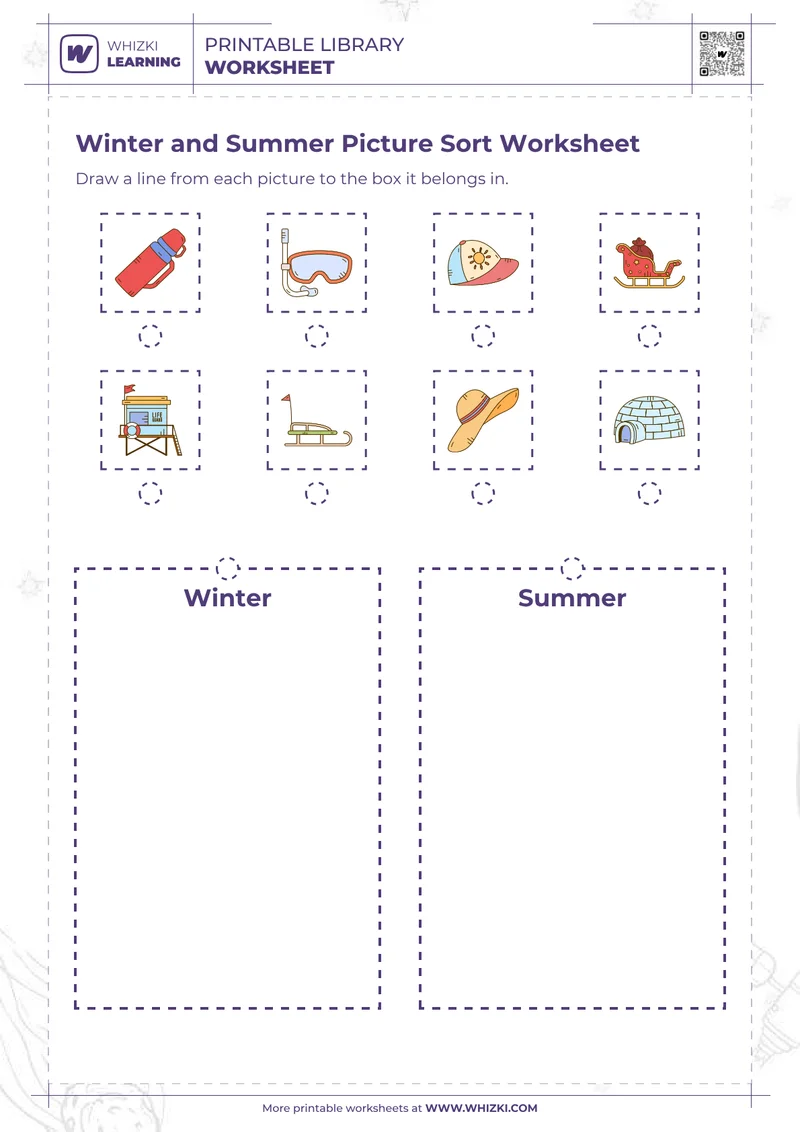 Winter and Summer Picture Sort Worksheet