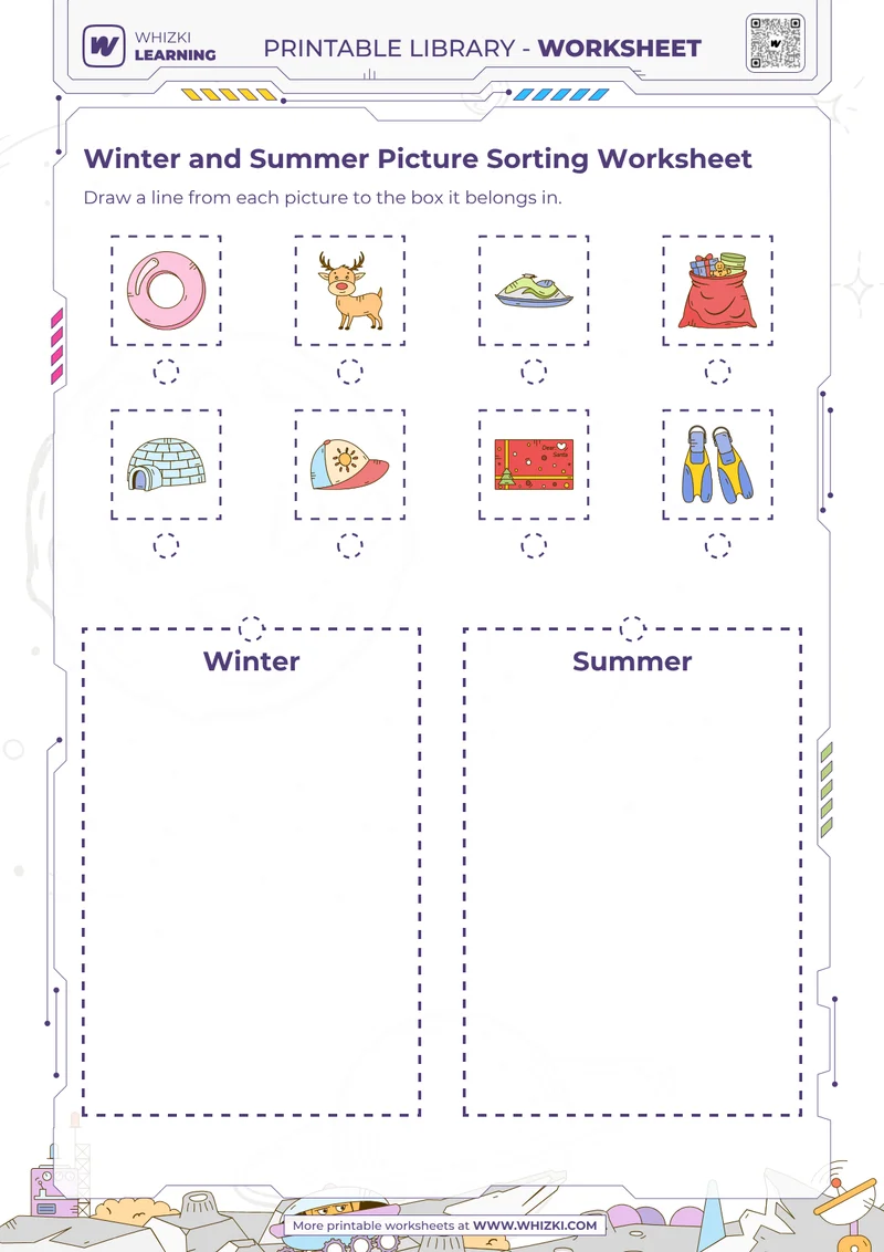 Winter and Summer Picture Sorting Worksheet