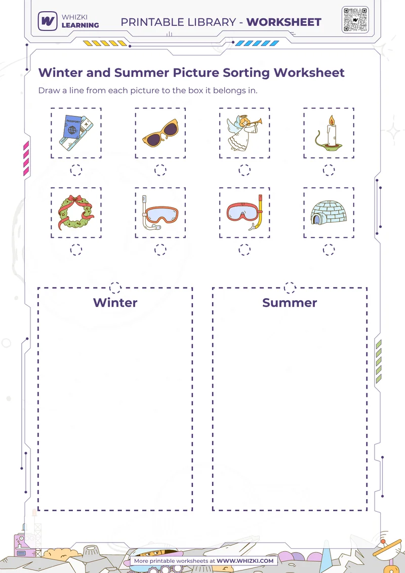 Winter and Summer Picture Sorting Worksheet