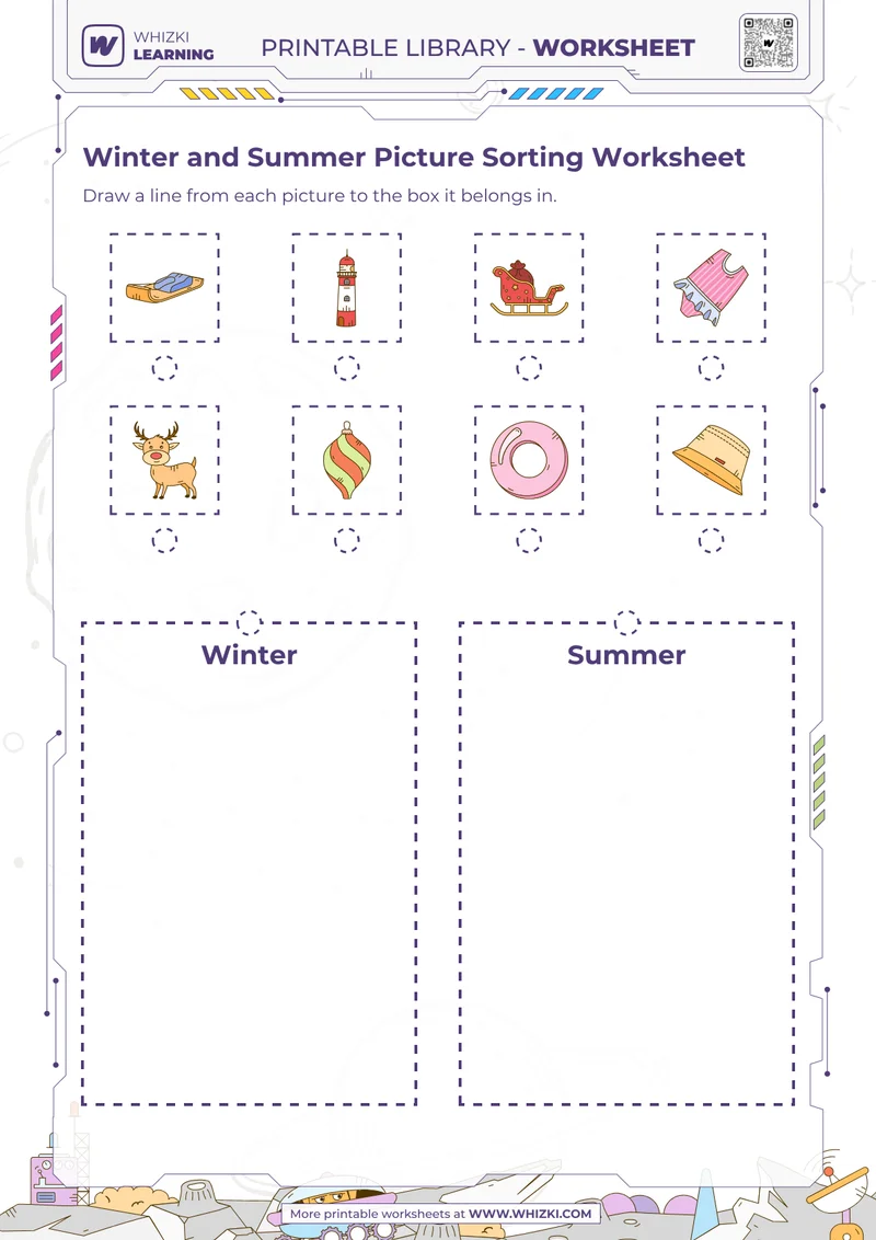 Winter and Summer Picture Sorting Worksheet