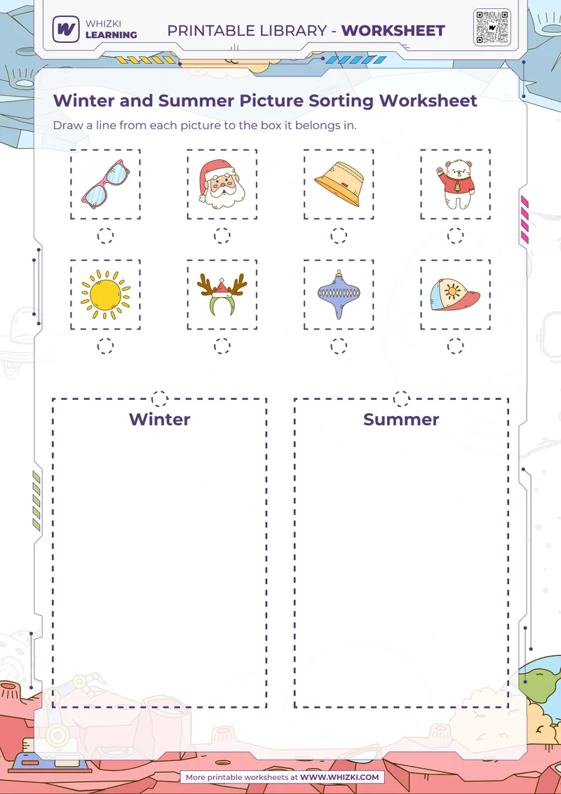 Winter and Summer Picture Sorting Worksheet