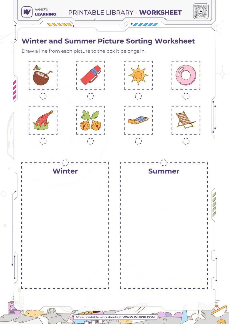 Winter and Summer Picture Sorting Worksheet