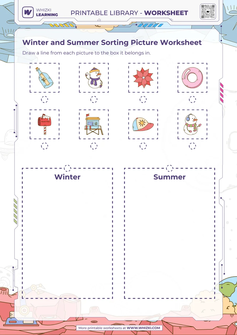 Winter and Summer Sorting Picture Worksheet