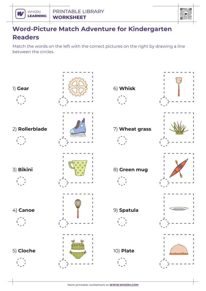 Word-Picture Match Adventure for Kindergarten Readers