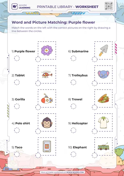 Word and Picture Matching: Purple flower