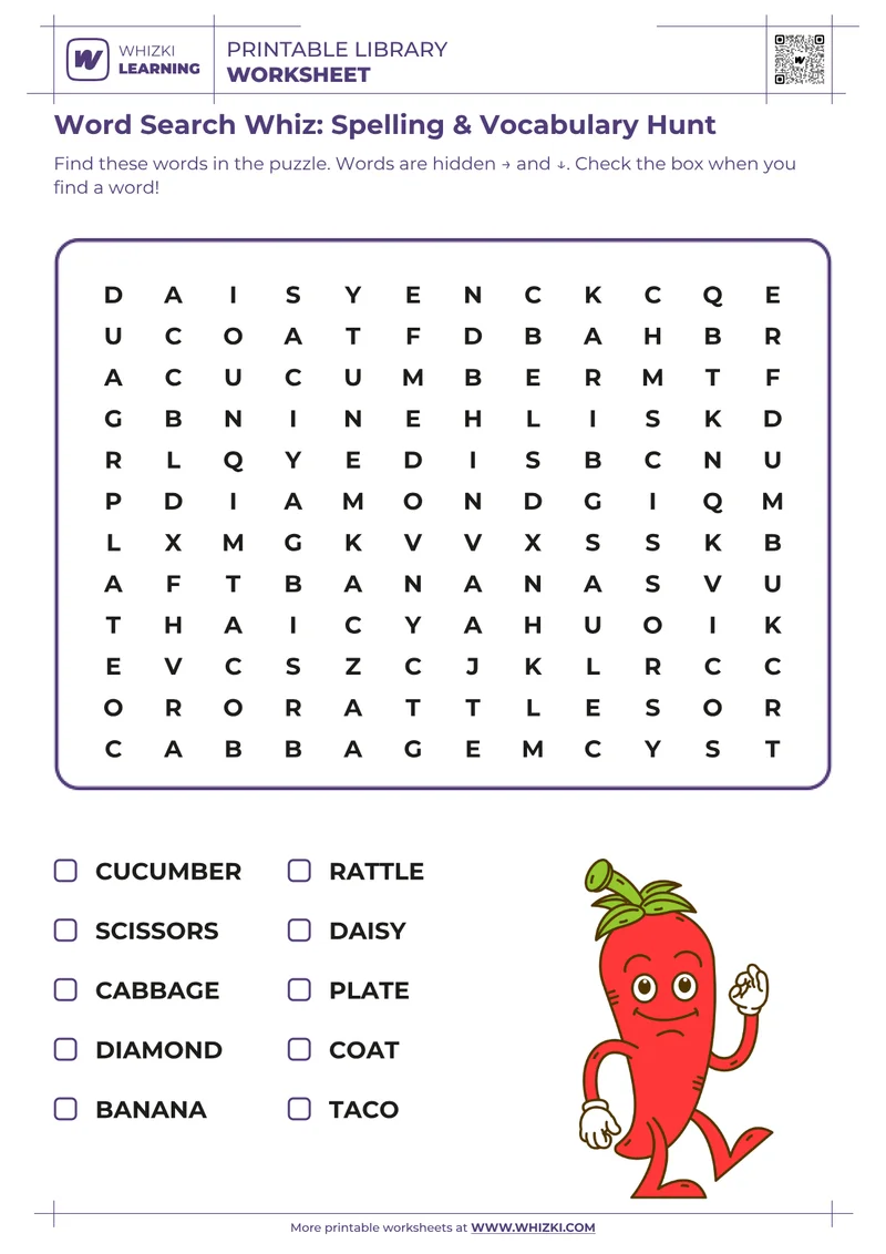Word Search Whiz: Spelling & Vocabulary Hunt