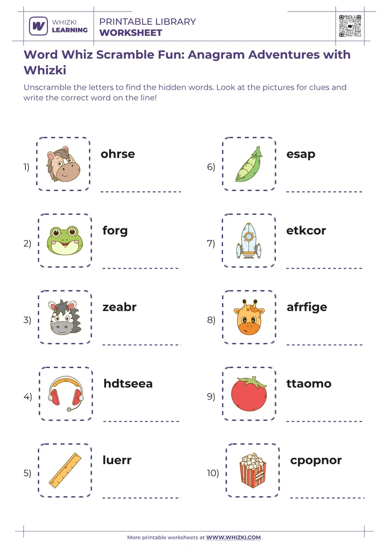 Word Whiz Scramble Fun: Anagram Adventures with Whizki