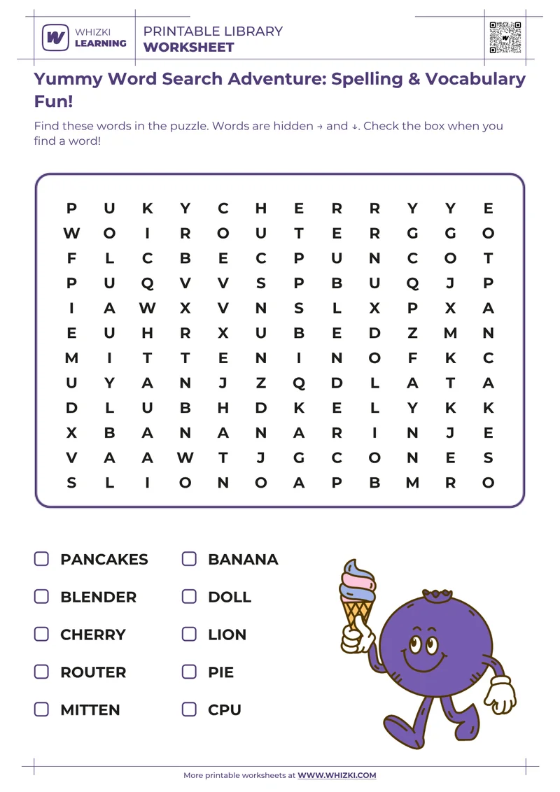 Yummy Word Search Adventure: Spelling & Vocabulary Fun!