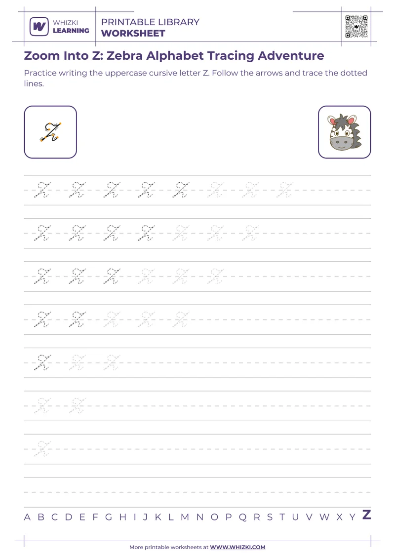 Zoom Into Z: Zebra Alphabet Tracing Adventure