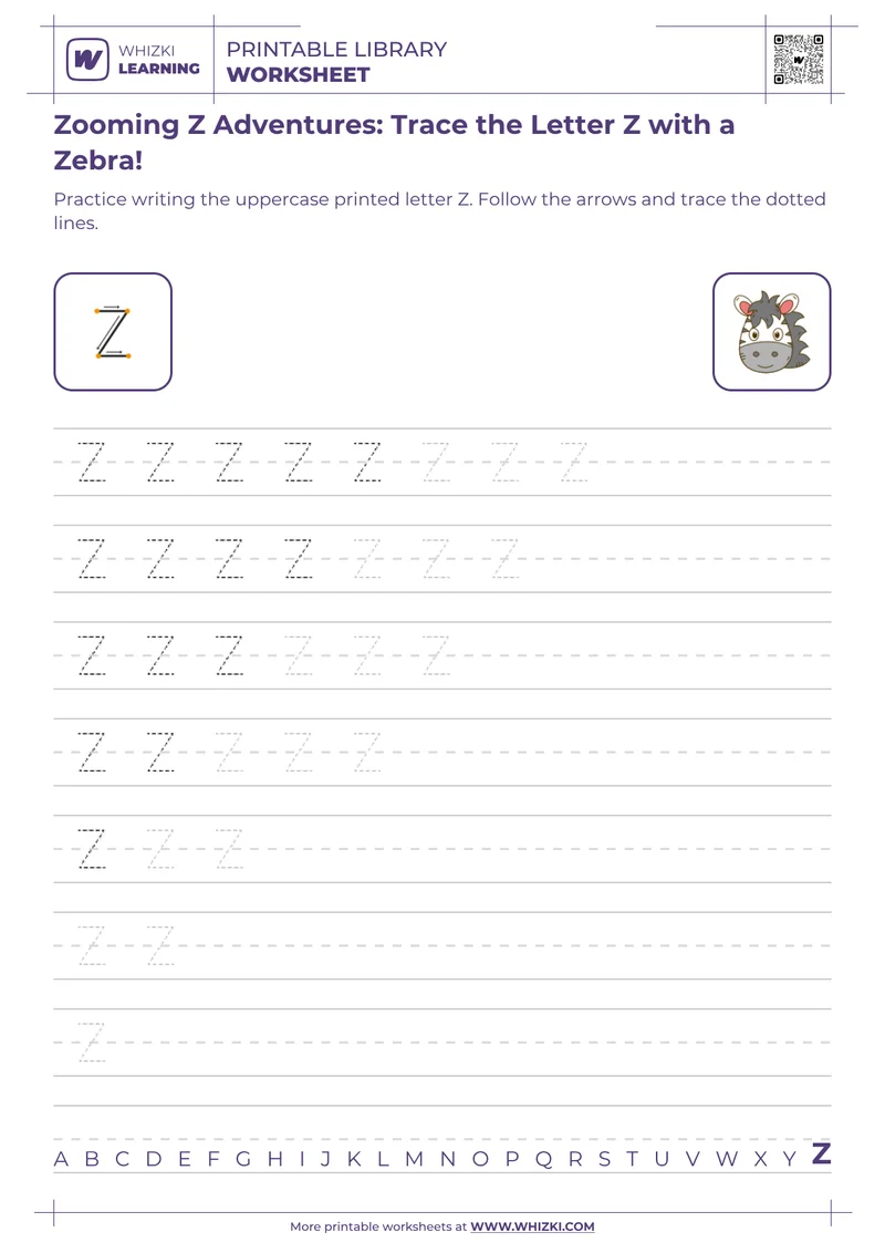 Zooming Z Adventures: Trace the Letter Z with a Zebra!